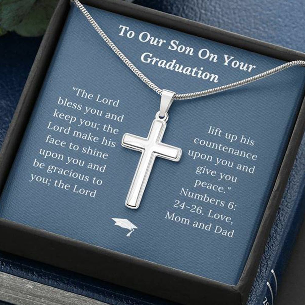 Graduation Gift for Son Love Mom & Dad - Artisan Crafted Cross Necklace