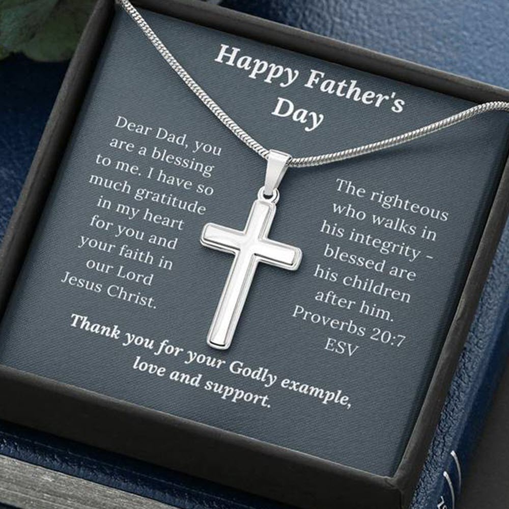 Father's Day Gift - Christian Dad Godly Example - Artisan Crafted Cross Necklace