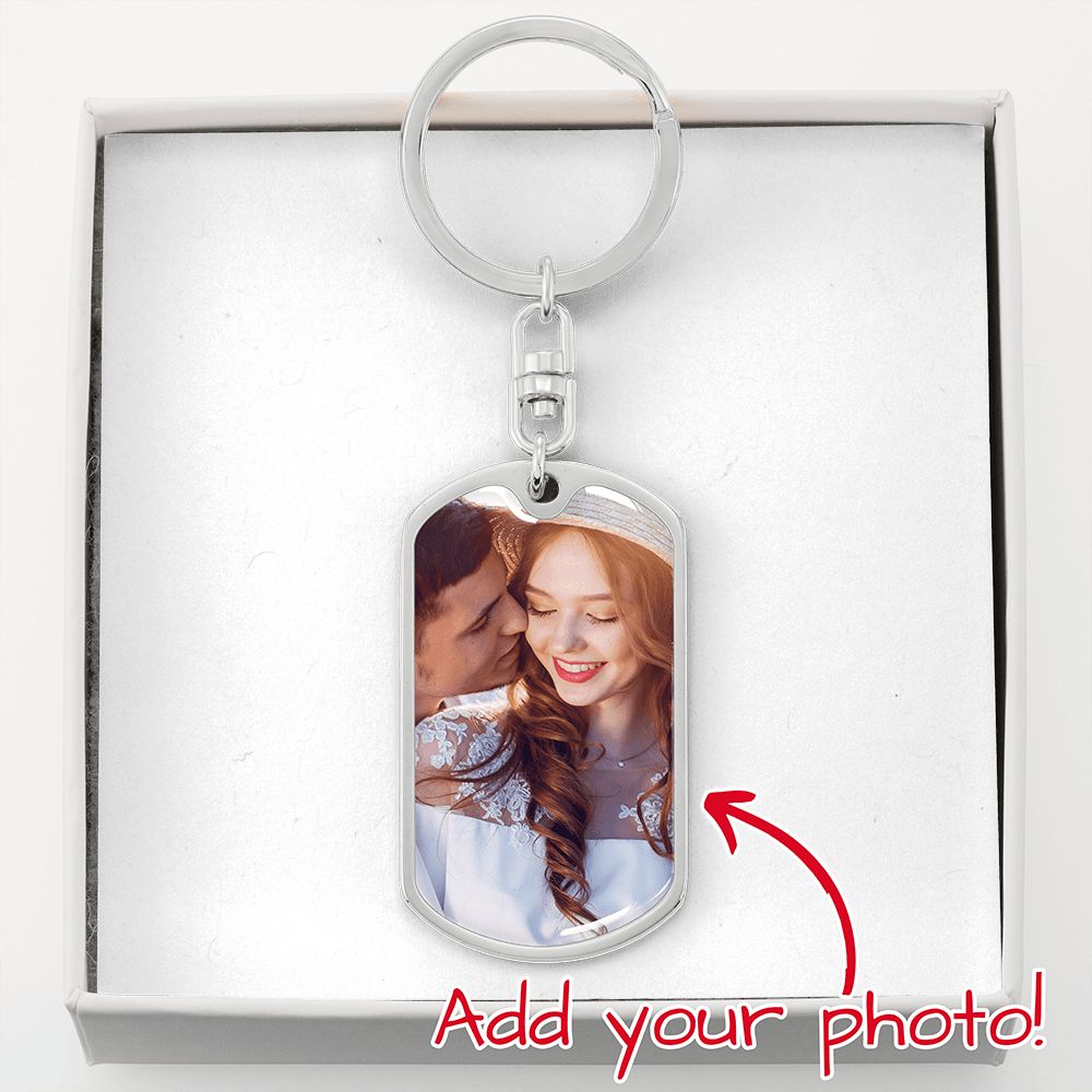 Dog Tag Photo Keychain with Optional Personalized Engraving