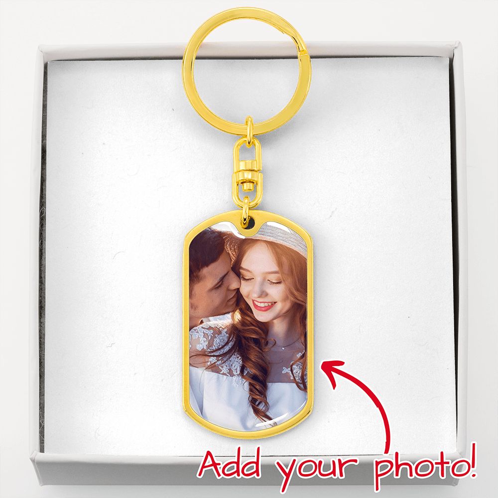 Dog Tag Photo Keychain with Optional Personalized Engraving