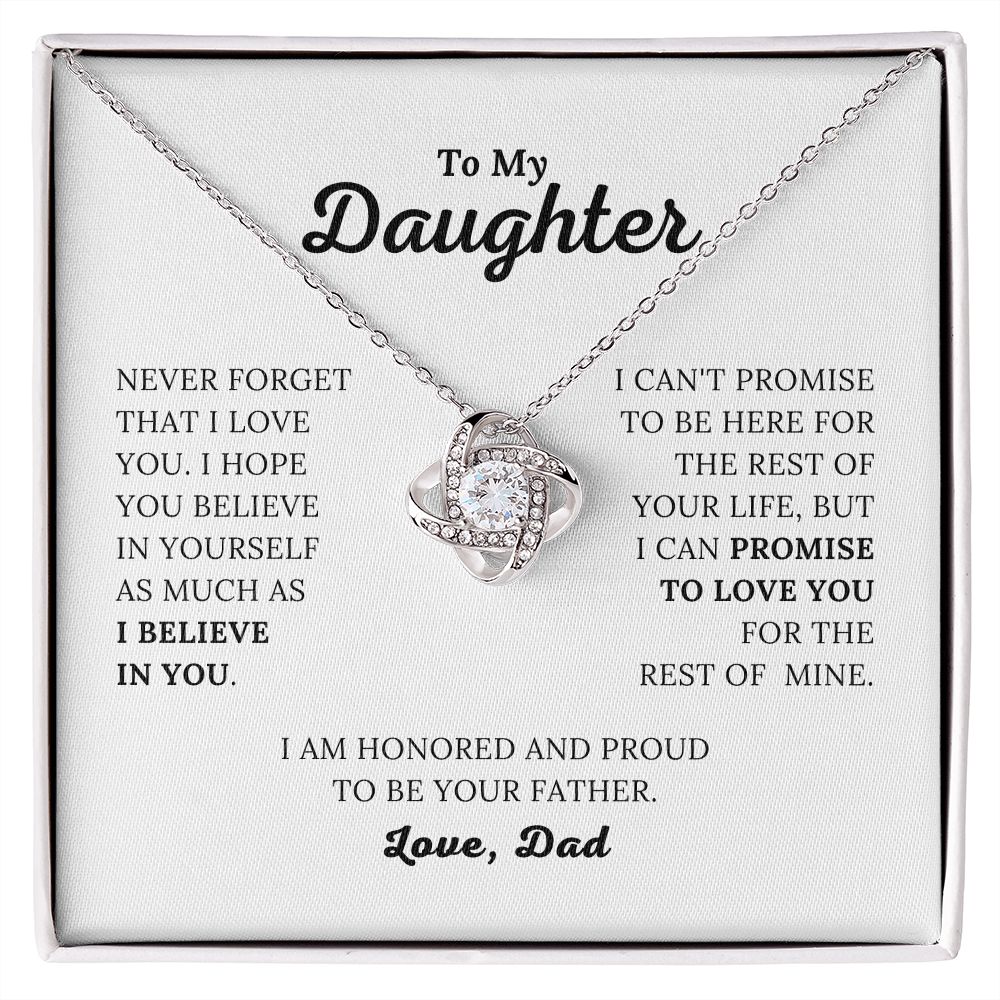 To My Daughter - I Believe In You - Love, Dad - Love Knot Necklace