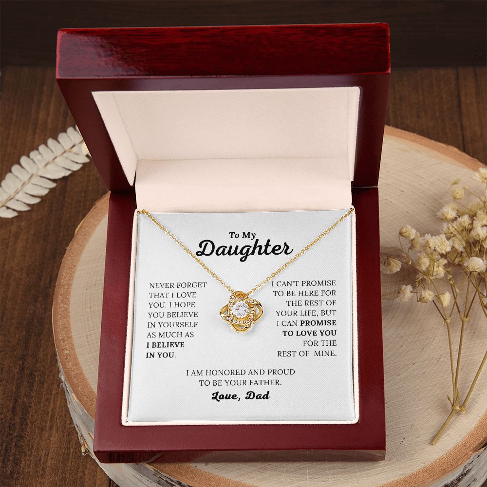 To My Daughter - I Believe In You - Love, Dad - Love Knot Necklace