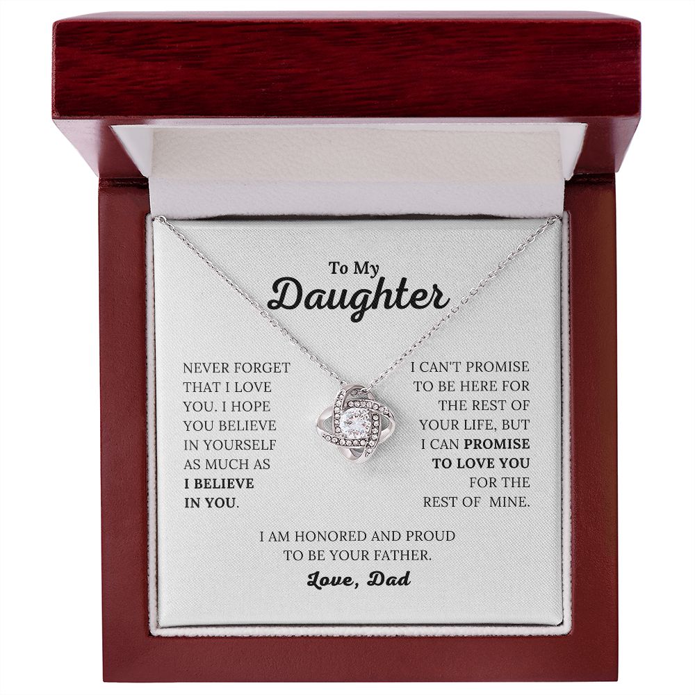 To My Daughter - I Believe In You - Love, Dad - Love Knot Necklace