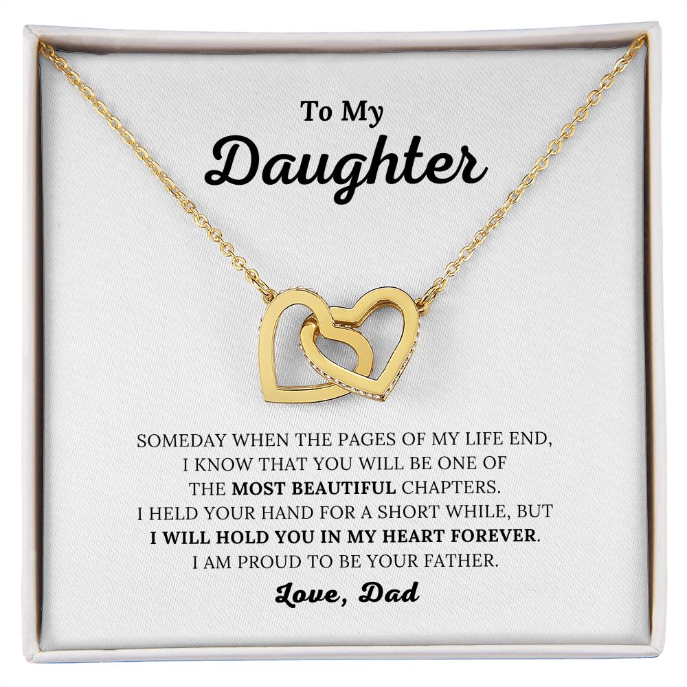 To My Daughter - I Will Hold You In My Heart - Interlocking Hearts Necklace
