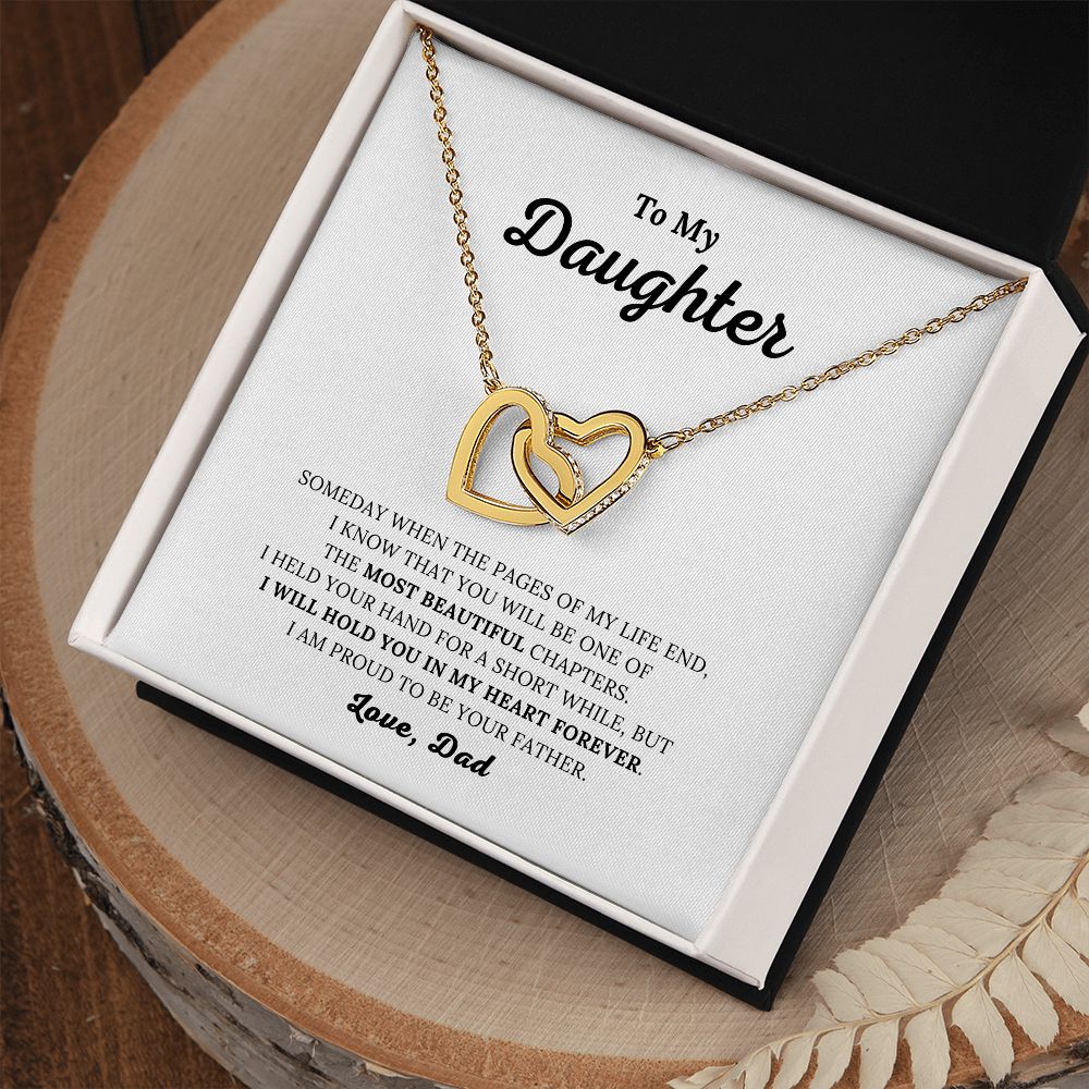 To My Daughter - I Will Hold You In My Heart - Interlocking Hearts Necklace
