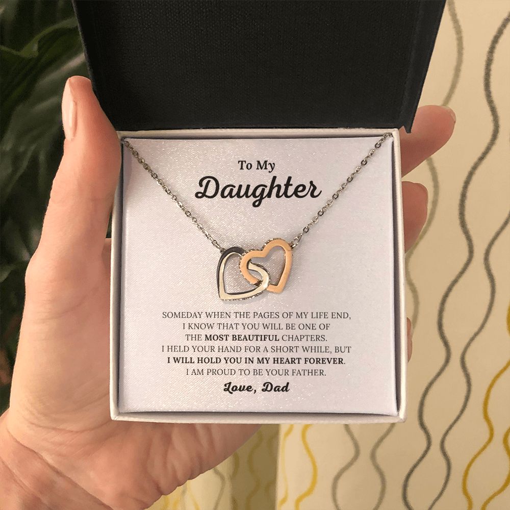 To My Daughter - I Will Hold You In My Heart - Interlocking Hearts Necklace