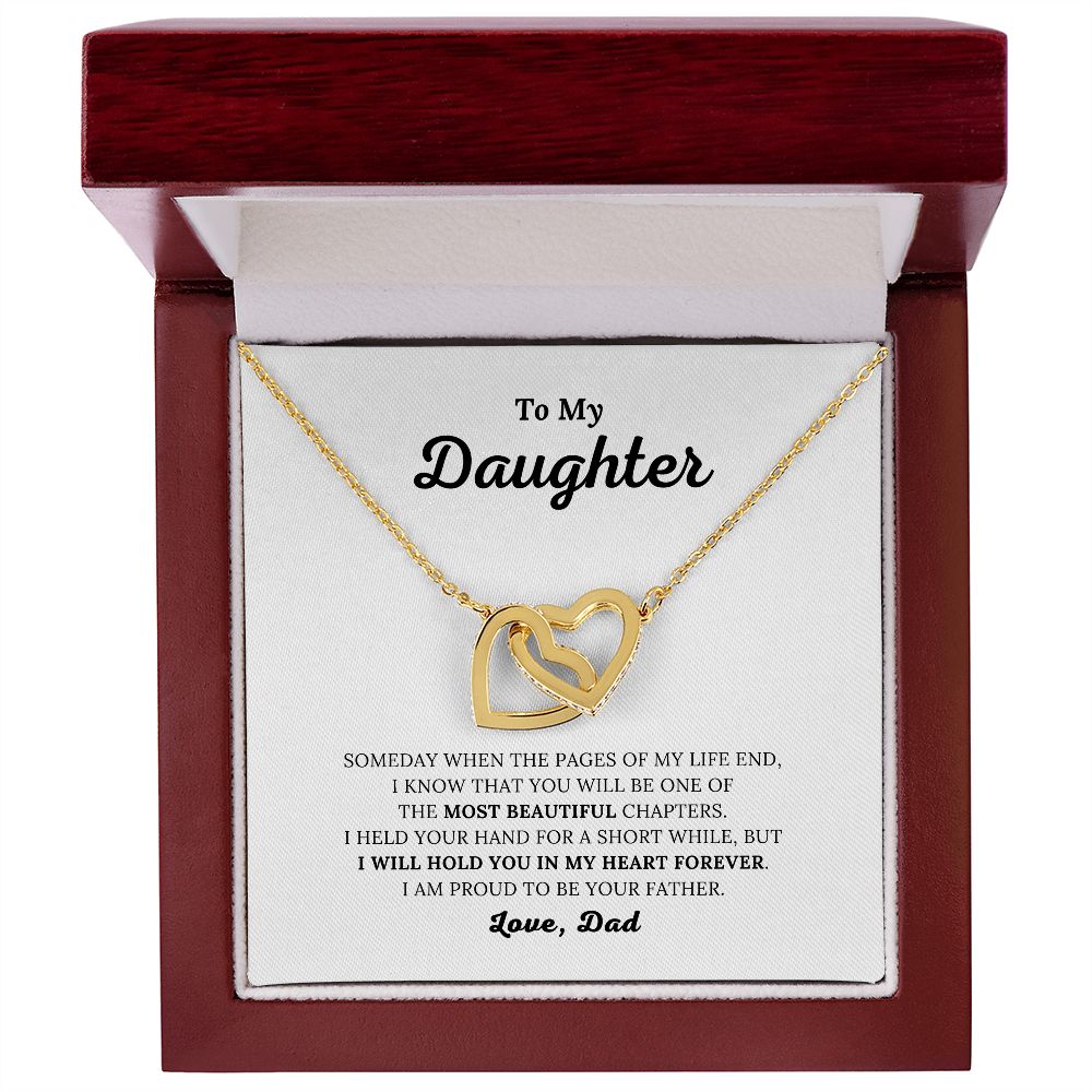 To My Daughter - I Will Hold You In My Heart - Interlocking Hearts Necklace