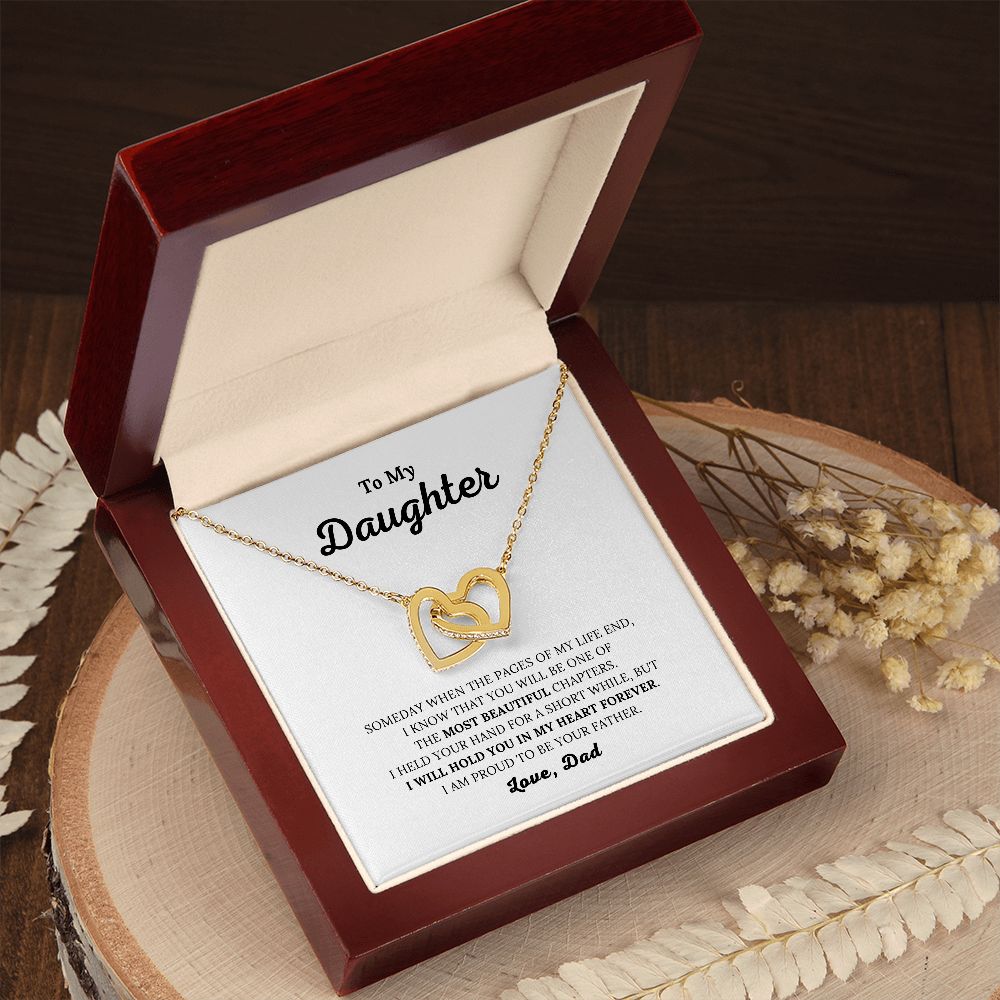 To My Daughter - I Will Hold You In My Heart - Interlocking Hearts Necklace