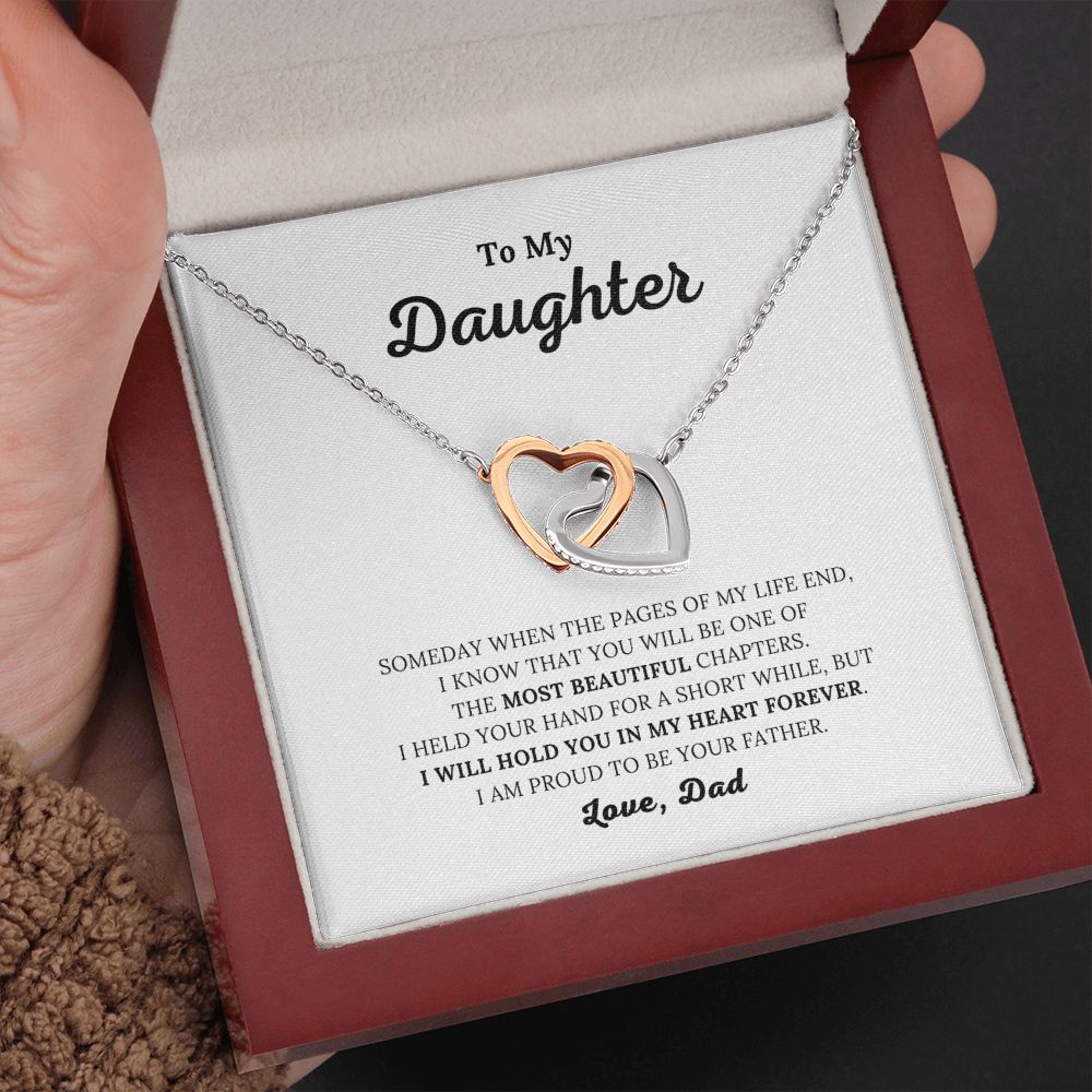 To My Daughter - I Will Hold You In My Heart - Interlocking Hearts Necklace