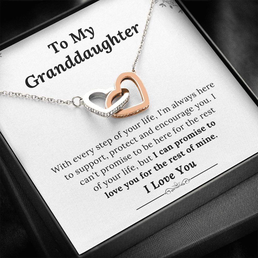 To My Granddaughter - Promise to Love You - Interlocking Hearts Necklace
