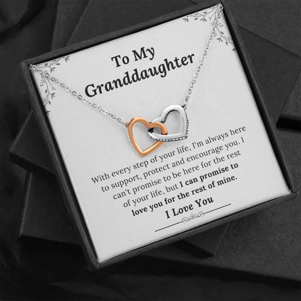 To My Granddaughter - Promise to Love You - Interlocking Hearts Necklace