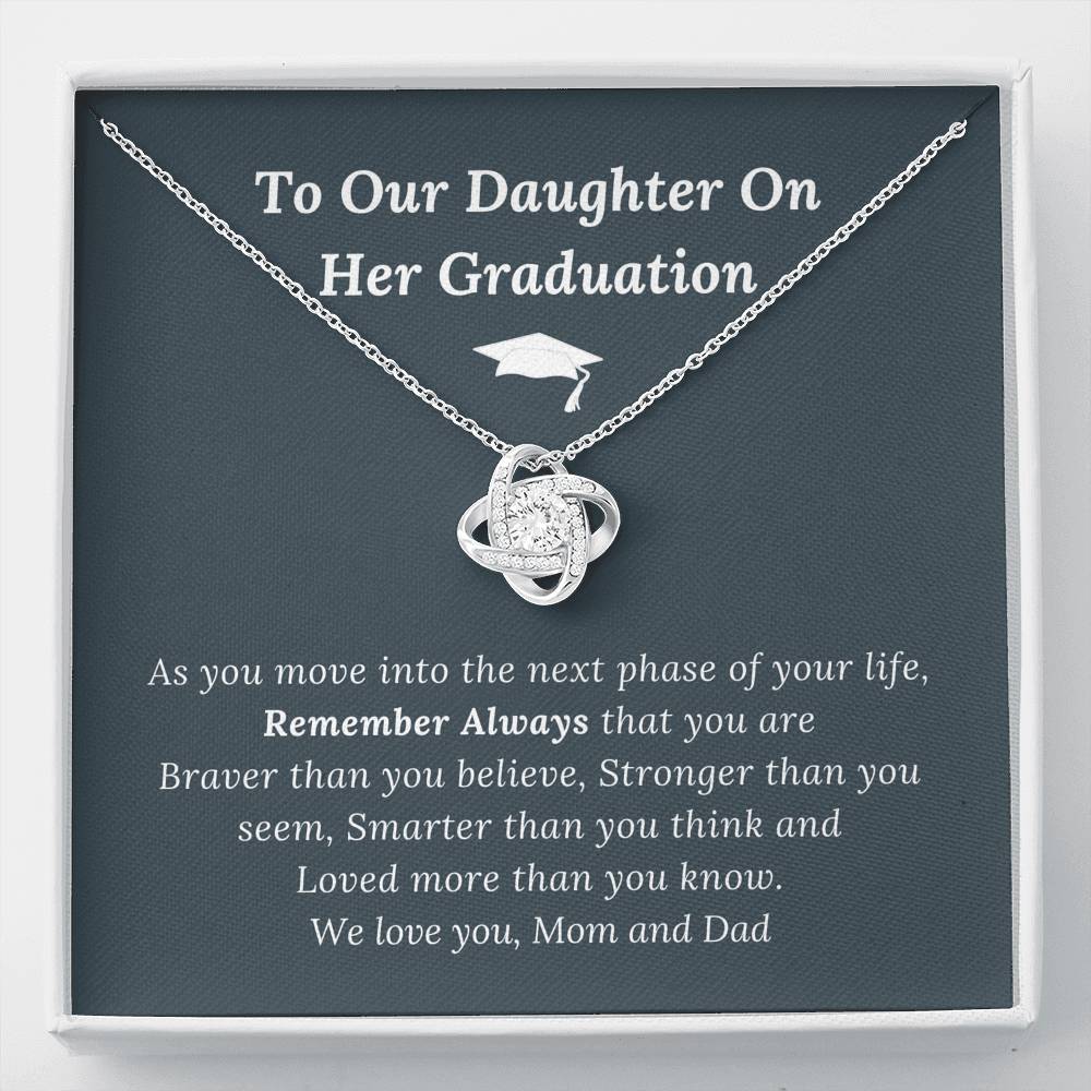 Graduation Gift for Daughter Love Mom & Dad - Love Knot Necklace