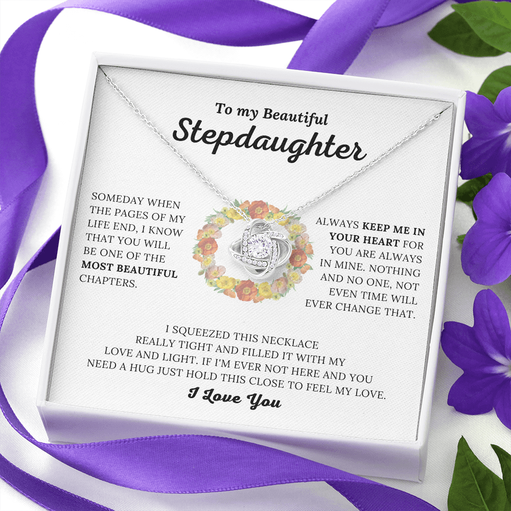 To My Beautiful Stepdaughter - Keep Me In Your Heart - Love Knot Necklace