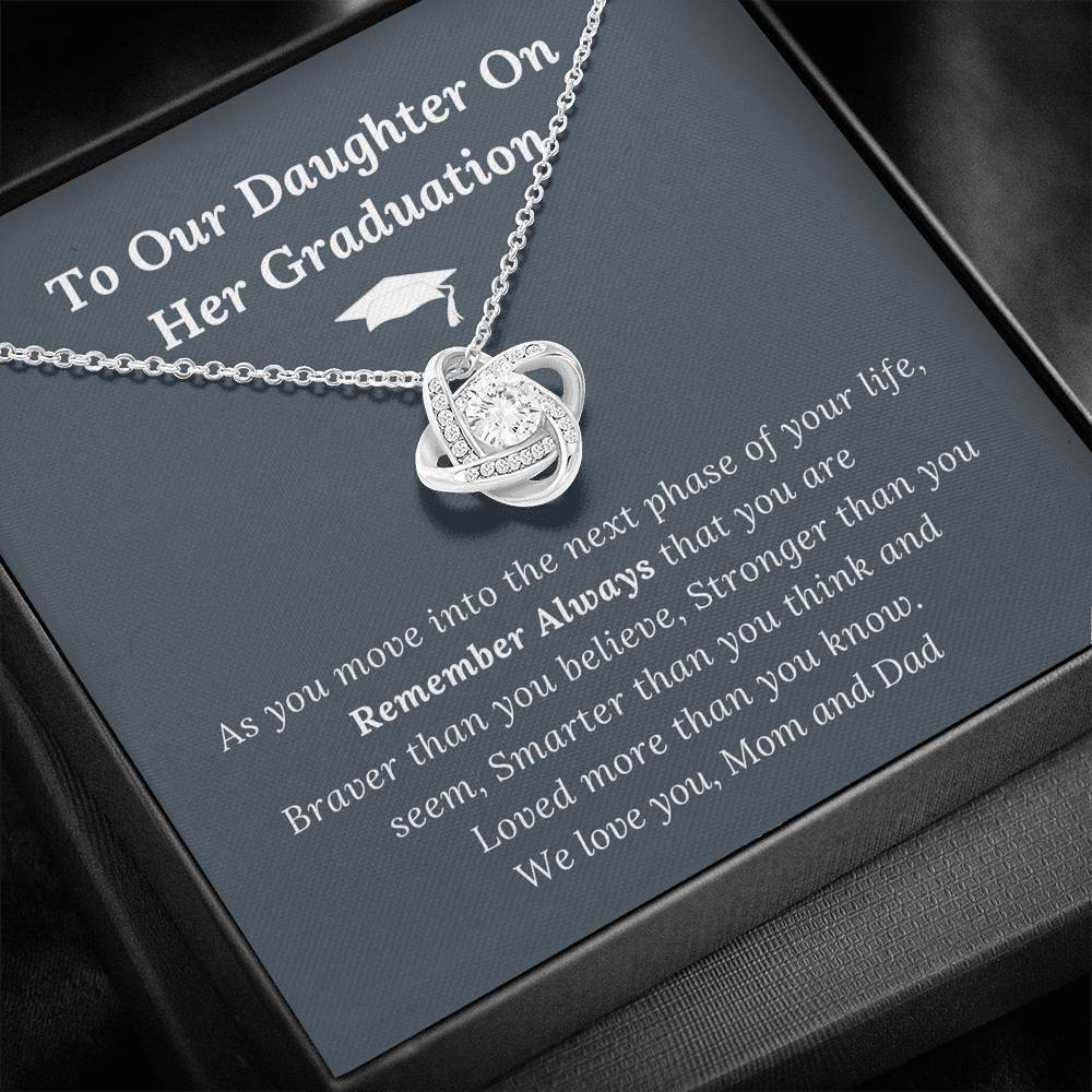 Graduation Gift for Daughter Love Mom & Dad - Love Knot Necklace