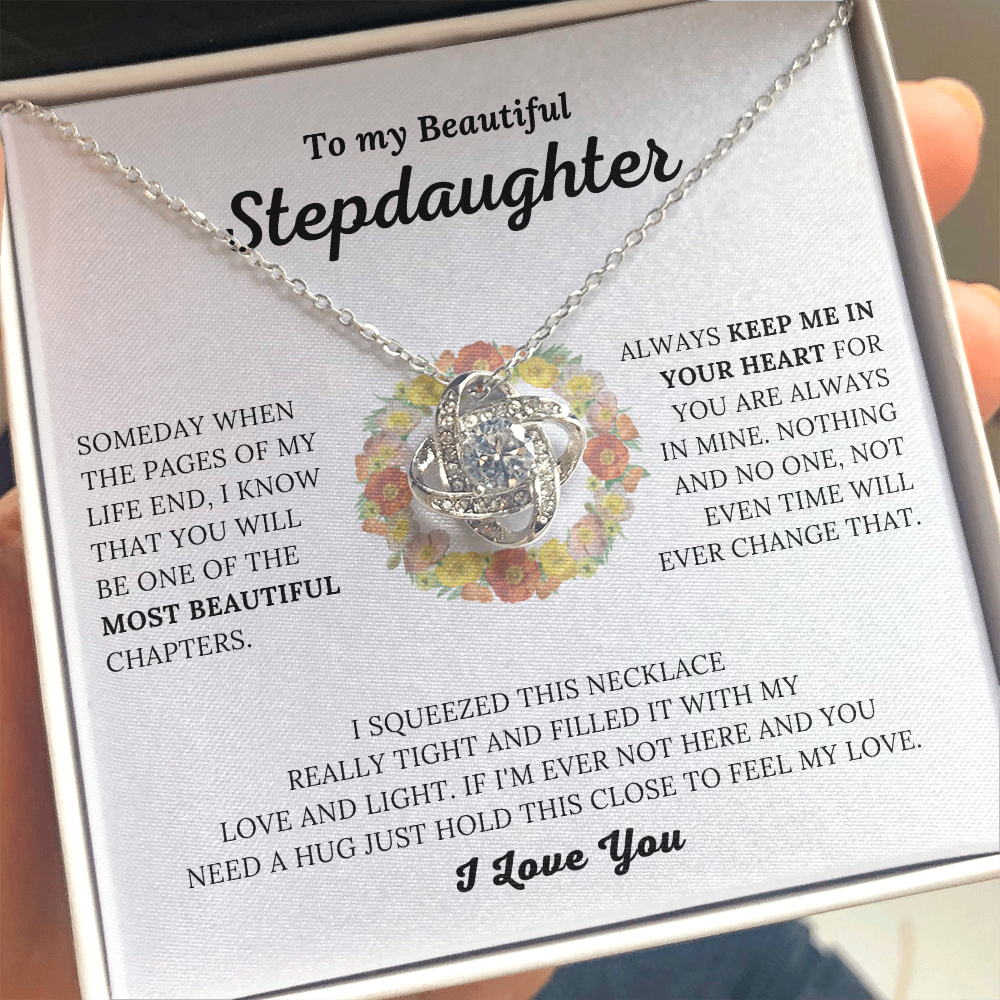 To My Beautiful Stepdaughter - Keep Me In Your Heart - Love Knot Necklace