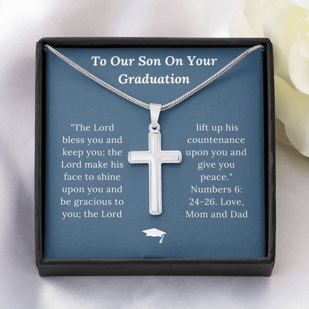 Graduation Gift for Son Love Mom & Dad - Artisan Crafted Cross Necklace