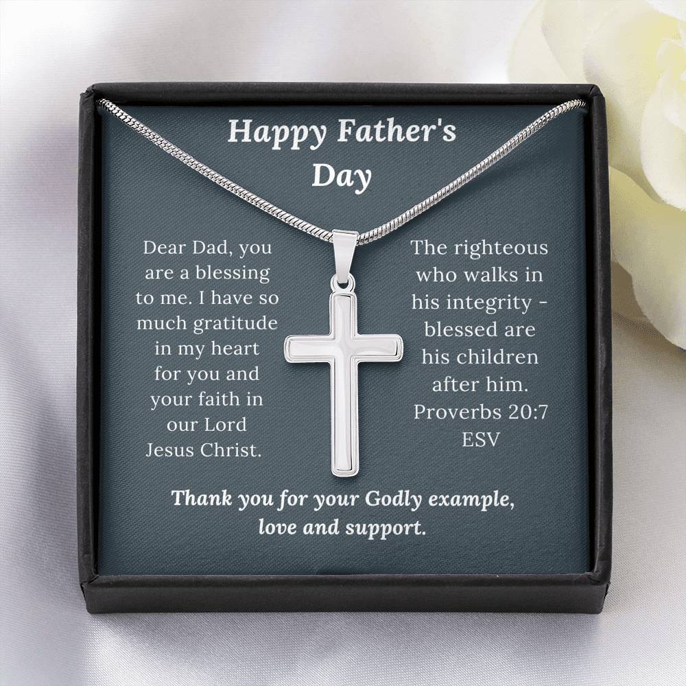 Father's Day Gift - Christian Dad Godly Example - Artisan Crafted Cross Necklace