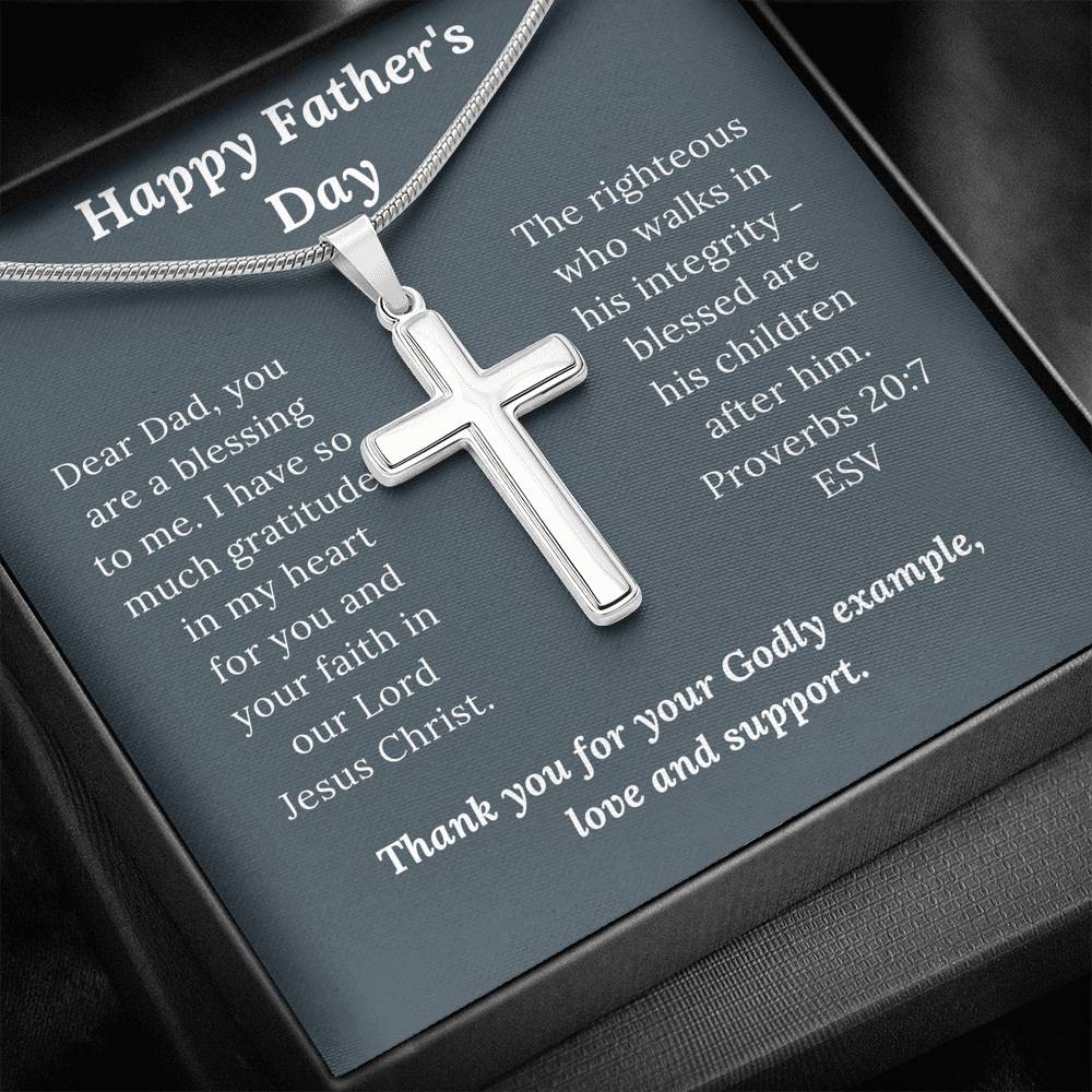 Father's Day Gift - Christian Dad Godly Example - Artisan Crafted Cross Necklace