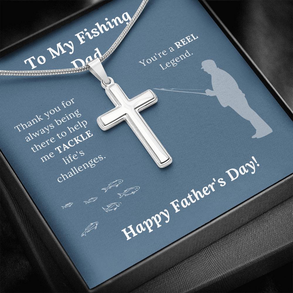 Father's Day Gift for Fishing Dad - Artisan Crafted Cross Necklace