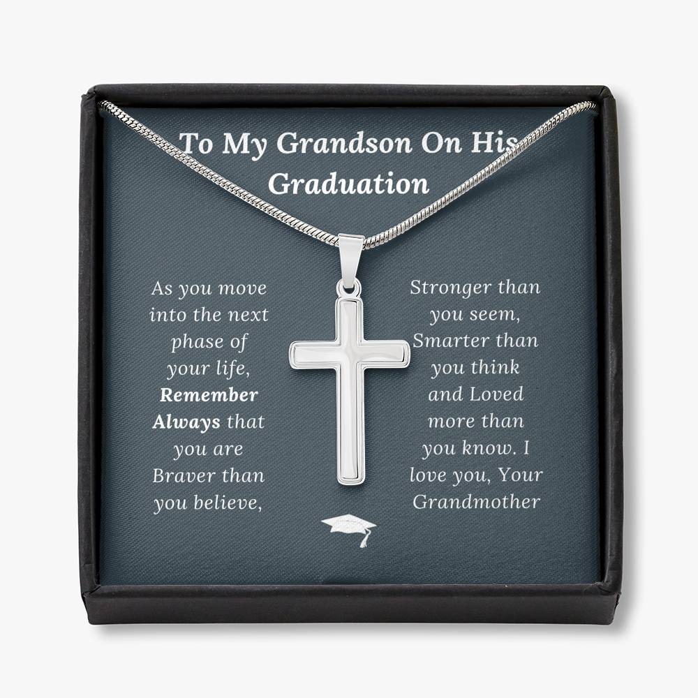 Graduation Gift for Grandson Love Grandmother - Artisan Crafted Cross Necklace