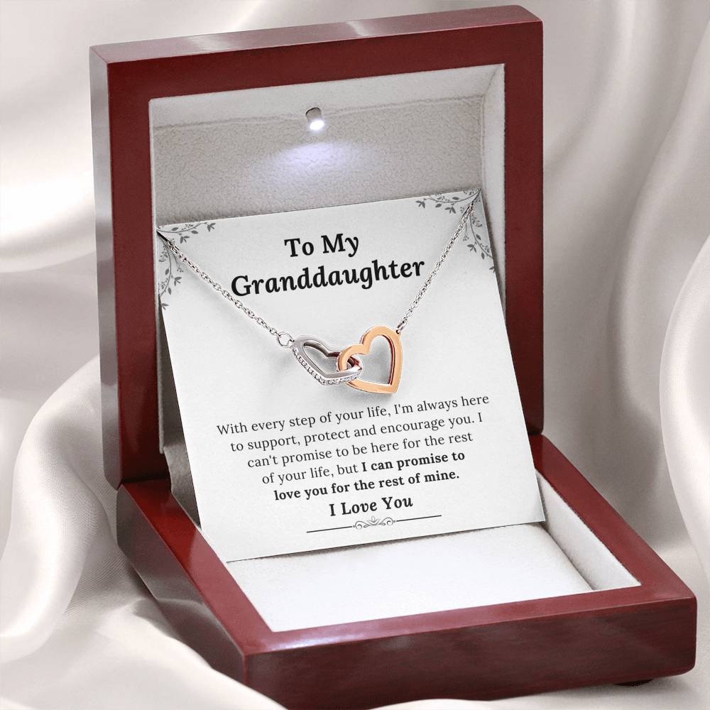 To My Granddaughter - Promise to Love You - Interlocking Hearts Necklace