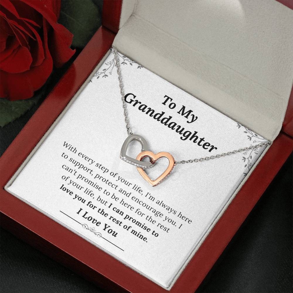 To My Granddaughter - Promise to Love You - Interlocking Hearts Necklace