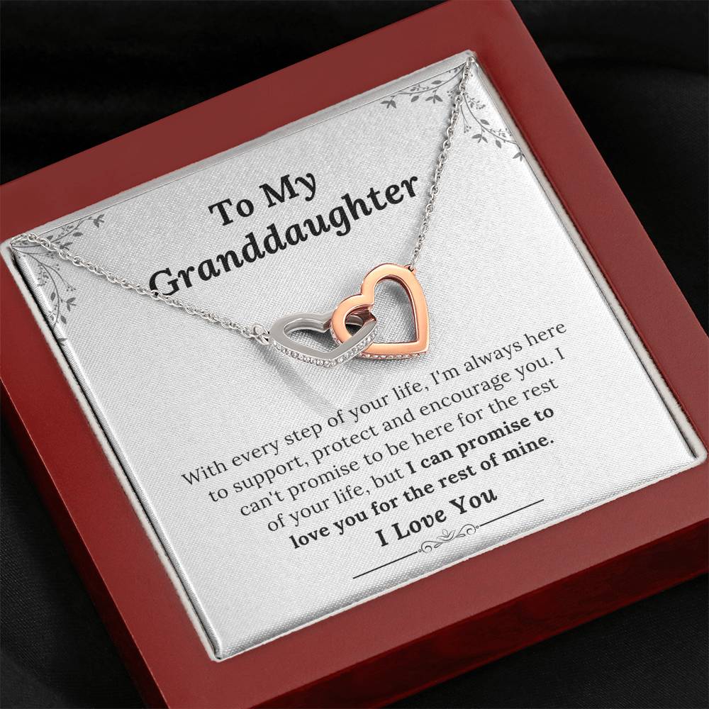 To My Granddaughter - Promise to Love You - Interlocking Hearts Necklace