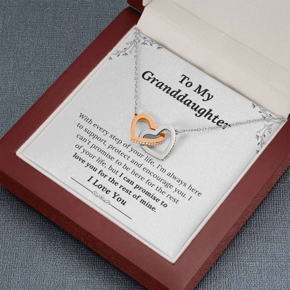 To My Granddaughter - Promise to Love You - Interlocking Hearts Necklace