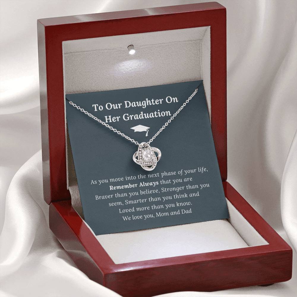 Graduation Gift for Daughter Love Mom & Dad - Love Knot Necklace