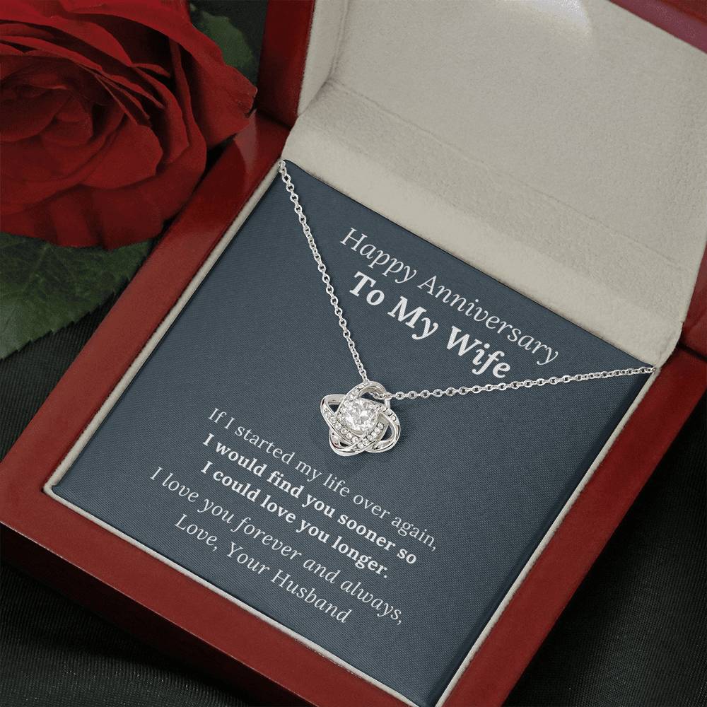 Happy Anniversary To My Wife - Love You Longer - Love Knot Necklace