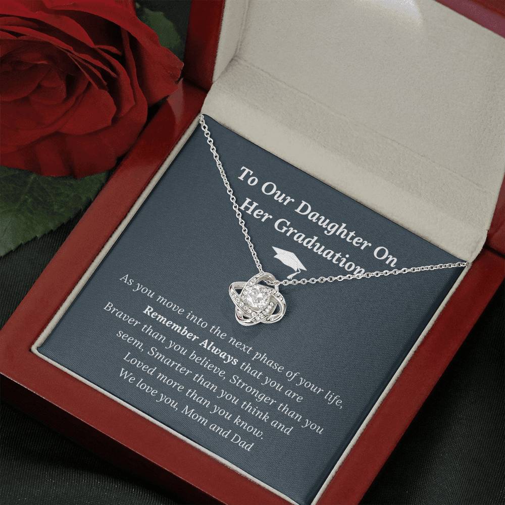 Graduation Gift for Daughter Love Mom & Dad - Love Knot Necklace