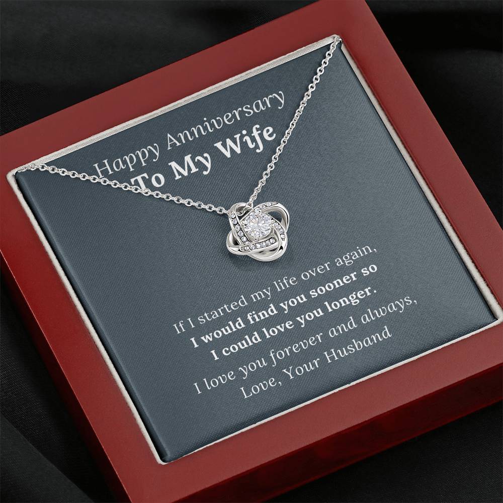 Happy Anniversary To My Wife - Love You Longer - Love Knot Necklace