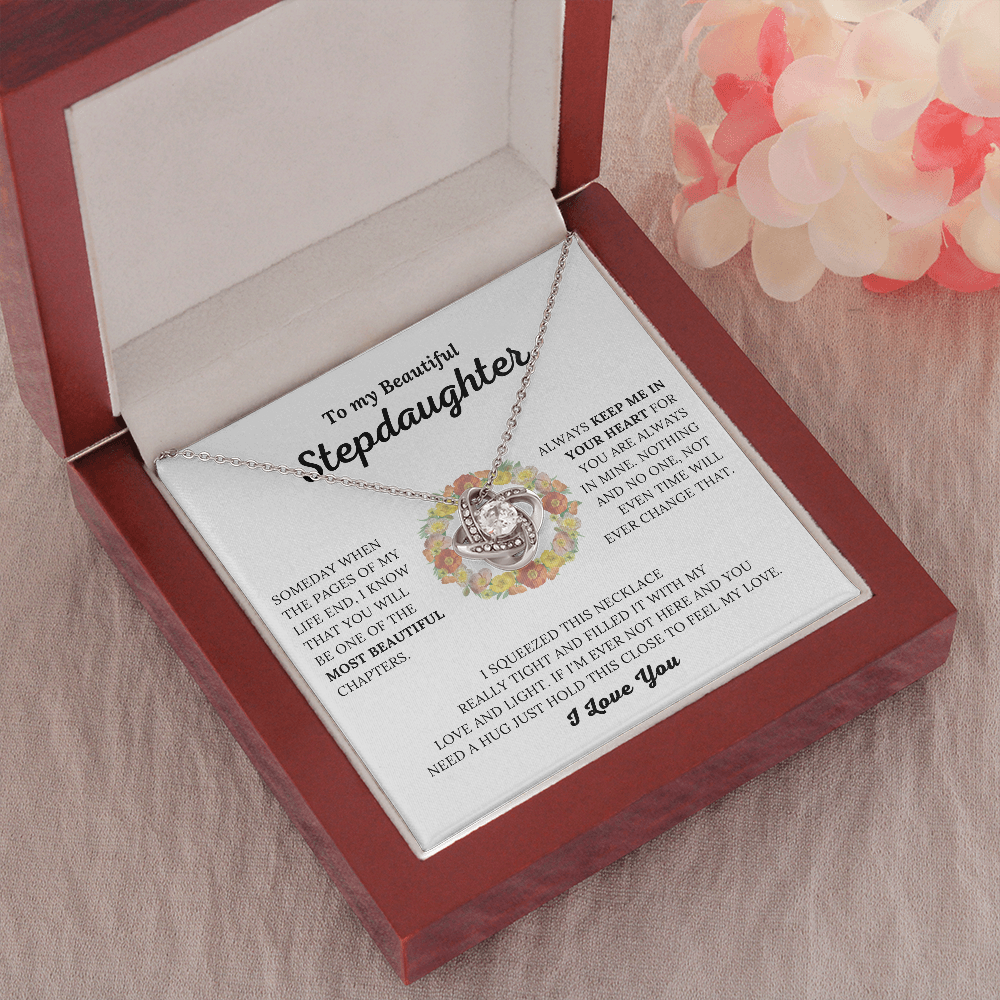 To My Beautiful Stepdaughter - Keep Me In Your Heart - Love Knot Necklace
