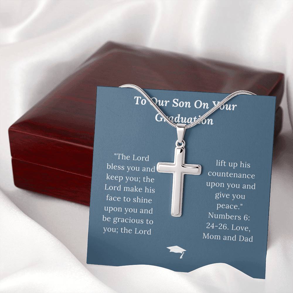 Graduation Gift for Son Love Mom & Dad - Artisan Crafted Cross Necklace