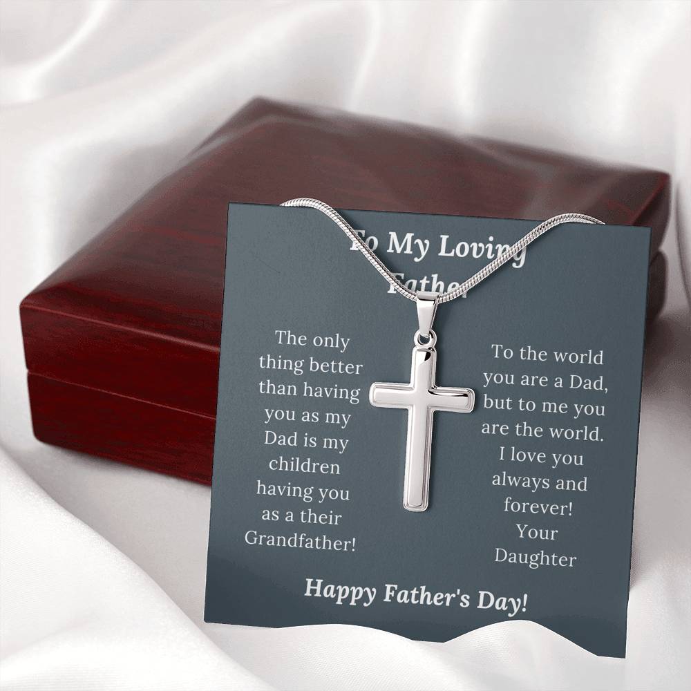 Father's Day Gift - Loving Father Love Daughter - Artisan Crafted Cross Necklace