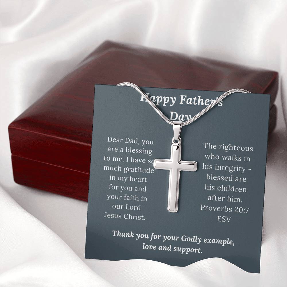Father's Day Gift - Christian Dad Godly Example - Artisan Crafted Cross Necklace