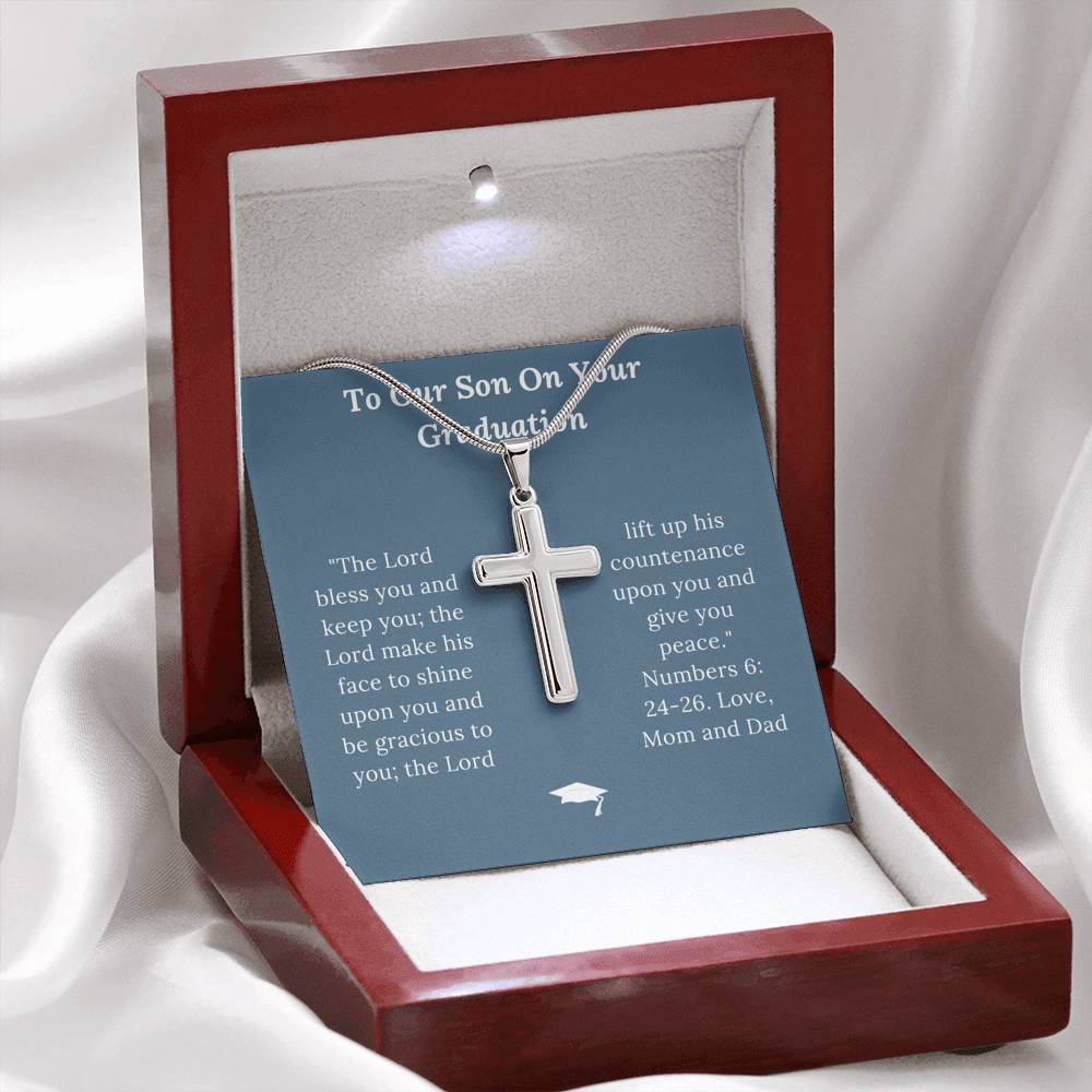 Graduation Gift for Son Love Mom & Dad - Artisan Crafted Cross Necklace