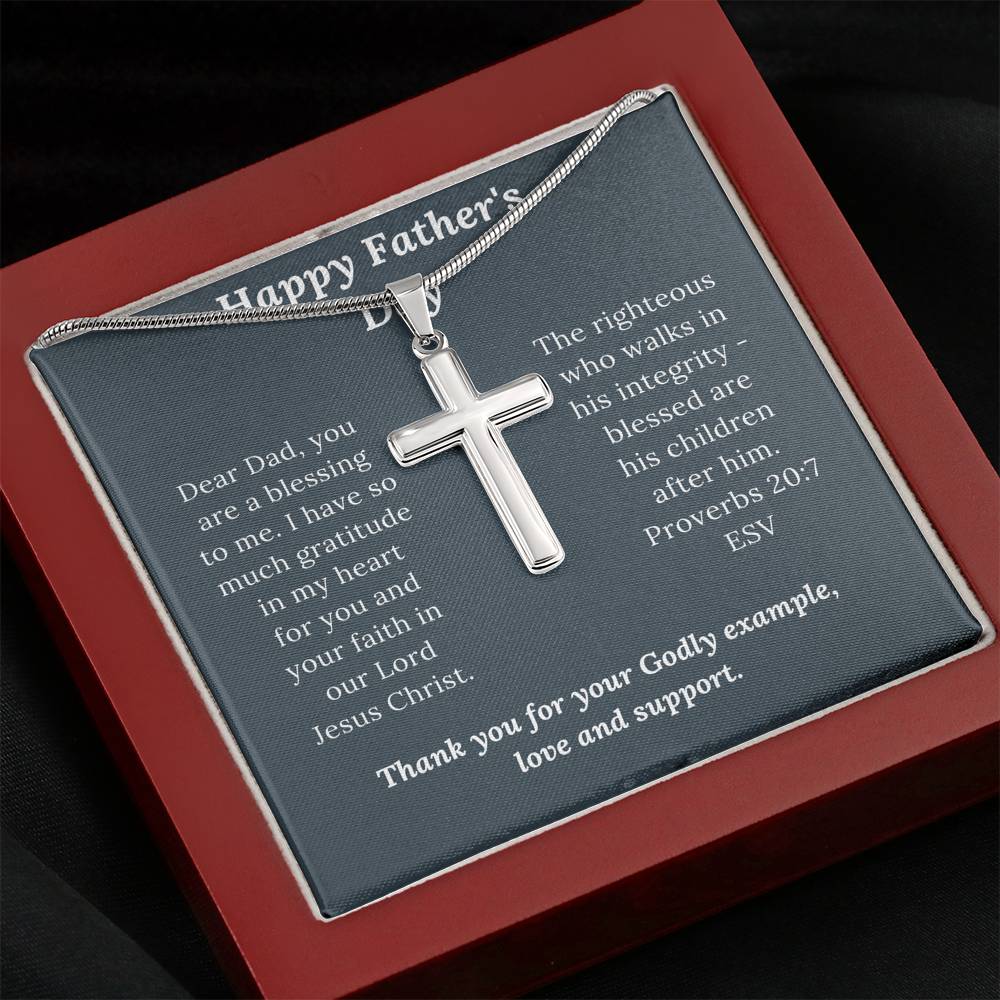 Father's Day Gift - Christian Dad Godly Example - Artisan Crafted Cross Necklace