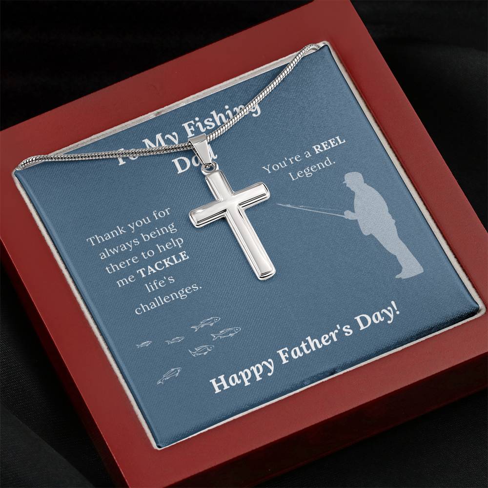 Father's Day Gift for Fishing Dad - Artisan Crafted Cross Necklace