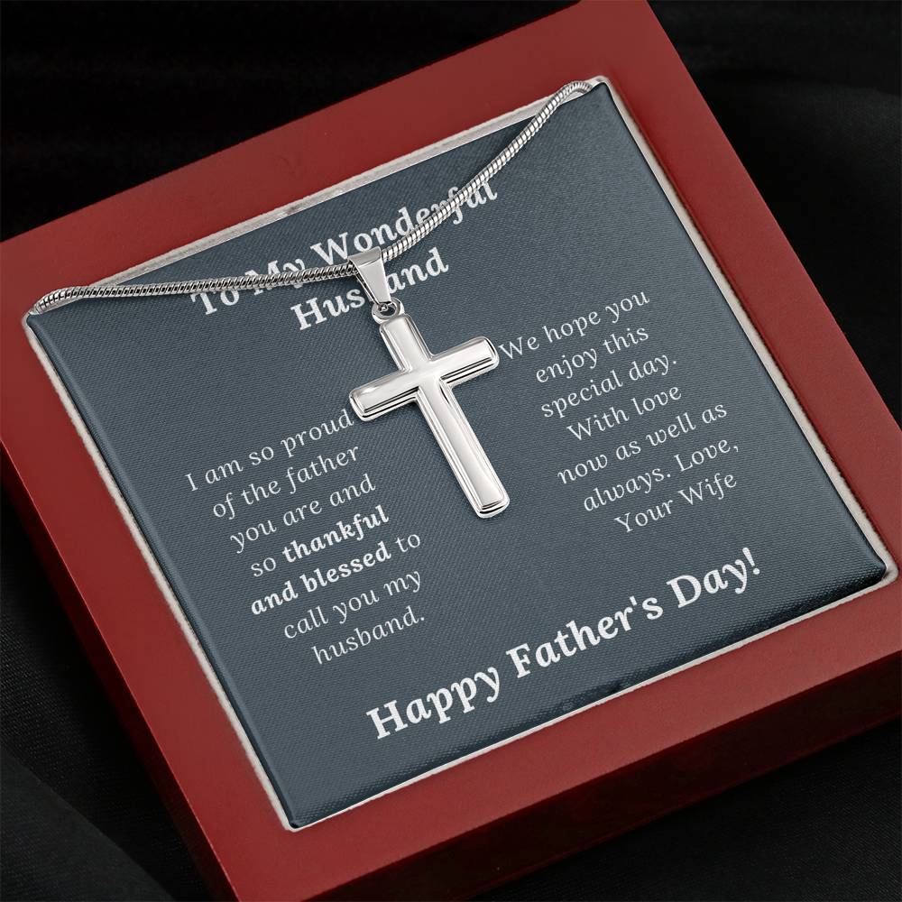 Father's Day Gift for Wonderful Husband Love Wife - Artisan Crafted Cross Necklace
