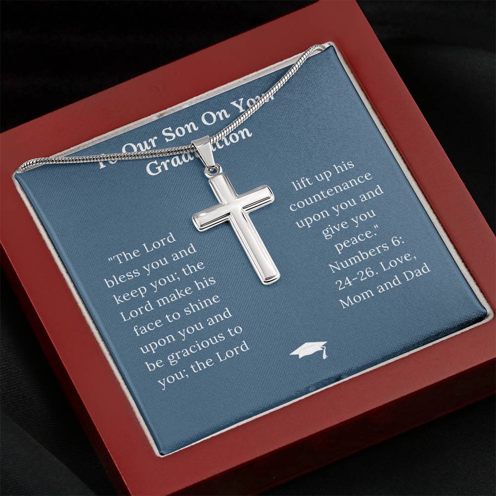 Graduation Gift for Son Love Mom & Dad - Artisan Crafted Cross Necklace