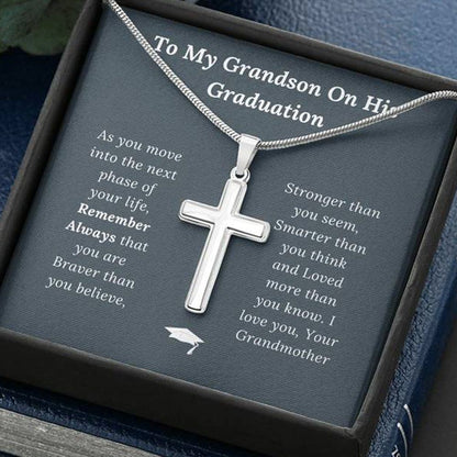 Graduation Gift for Grandson Love Grandmother - Artisan Crafted Cross Necklace