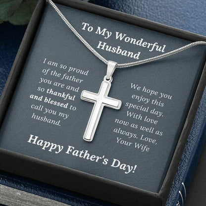 Father's Day Gift for Wonderful Husband Love Wife - Artisan Crafted Cross Necklace