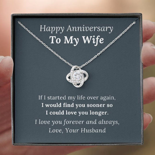 Happy Anniversary To My Wife - Love You Longer - Love Knot Necklace