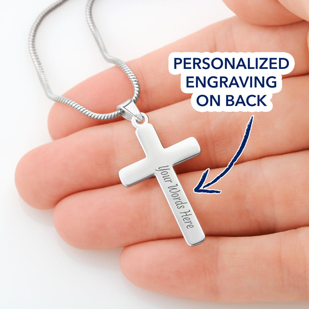 Graduation Gift for Son Love Mom & Dad - Personalized Cross Necklace