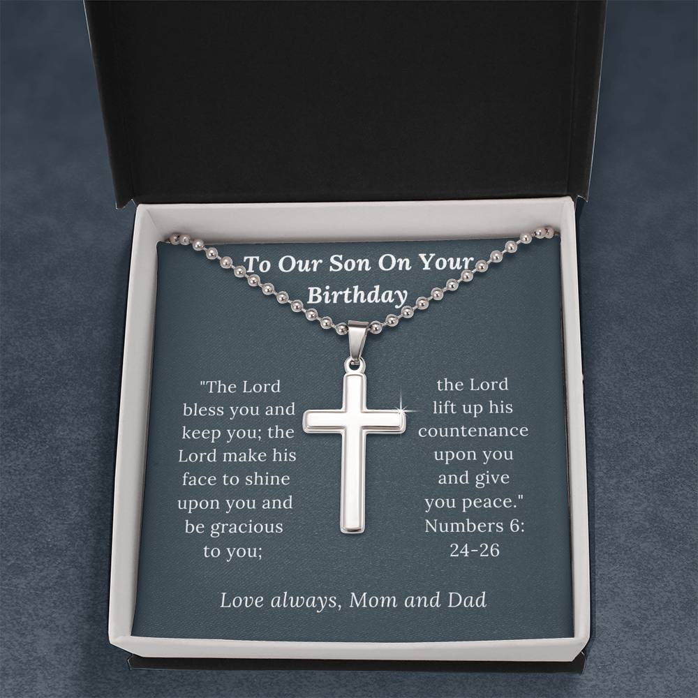 Birthday Gift for Son Love Mom & Dad - Artisan Crafted Cross Necklace