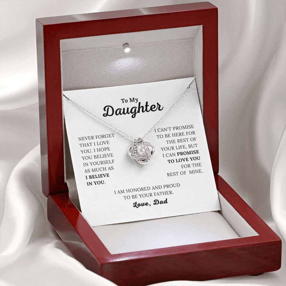 To My Daughter - I Believe In You - Love, Dad - Love Knot Necklace