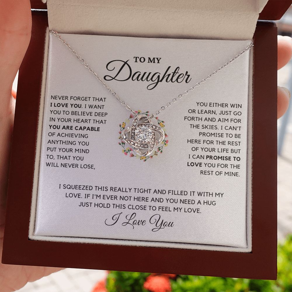 To My Daughter - Promise to Love You - Love Knot Necklace