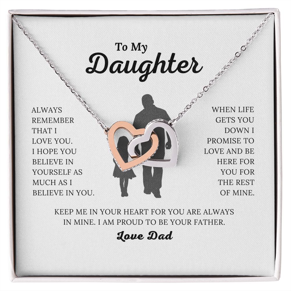 To My Daughter - Proud to be Your Father - Interlocking Hearts Necklace