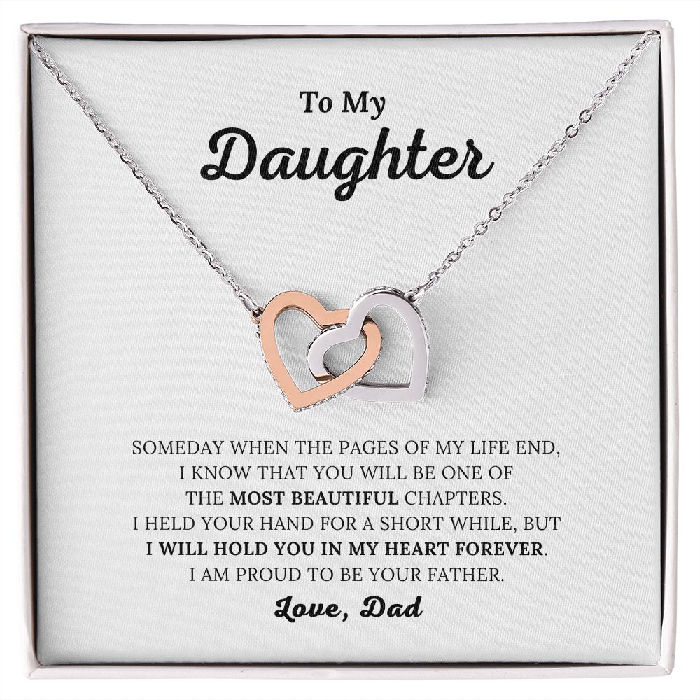 To My Daughter - I Will Hold You In My Heart - Interlocking Hearts Necklace